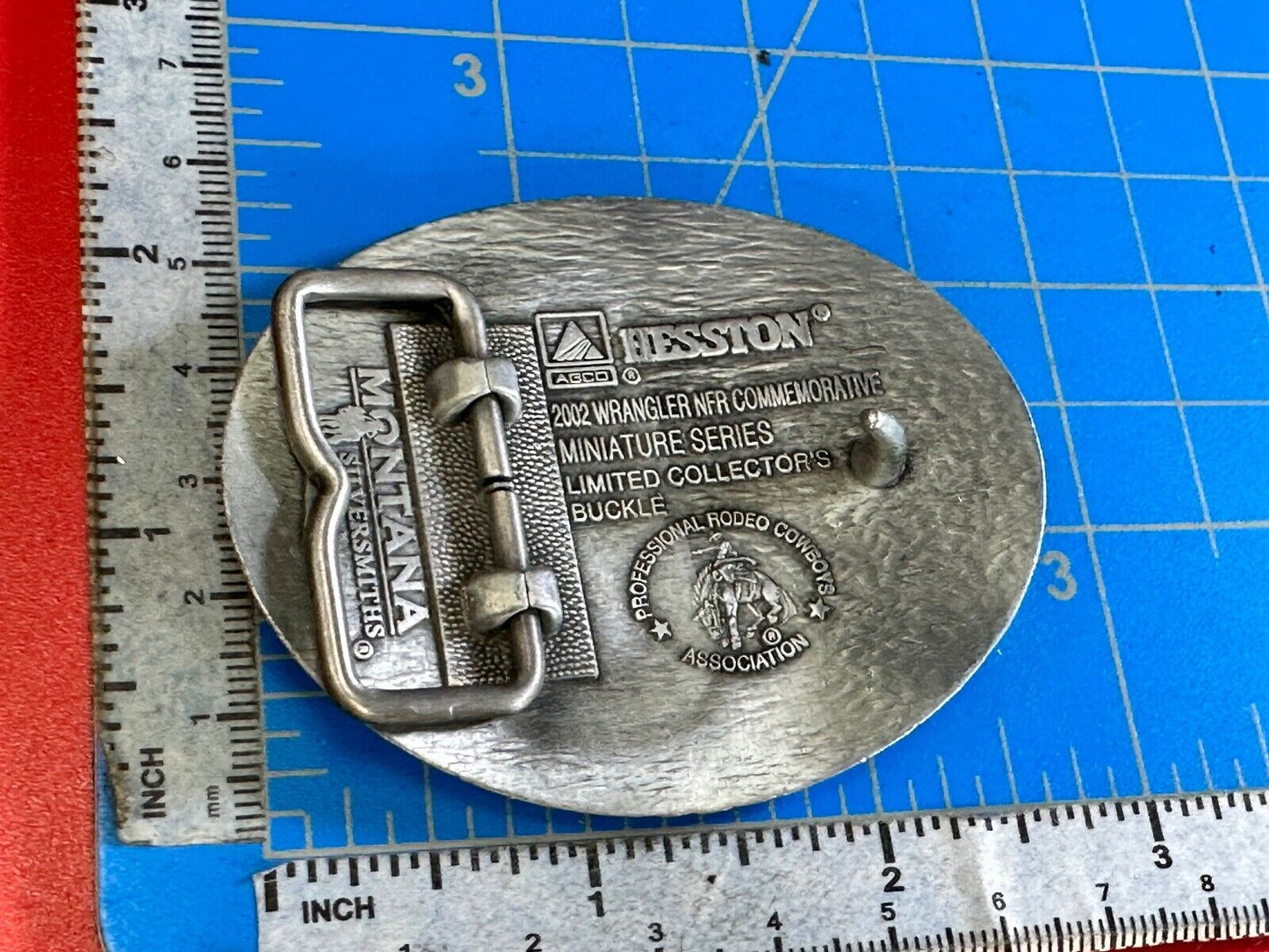 2002 Youth Sized Hesston National Finals Rodeo Bull Riding Cowboys belt buckle