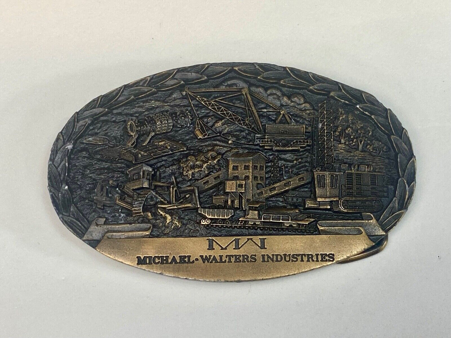 Vintage 1984 Michael Walters Industries Vintage Belt Buckle -Indiana Metal Craft