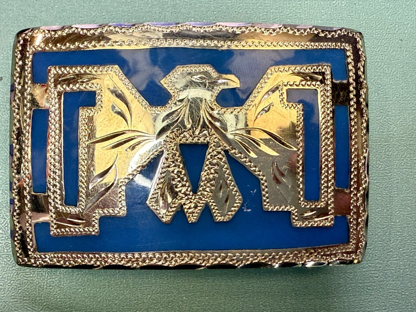Thunderbird Native American Indian Hand-Crafted Inlay Enamel Belt Buckle