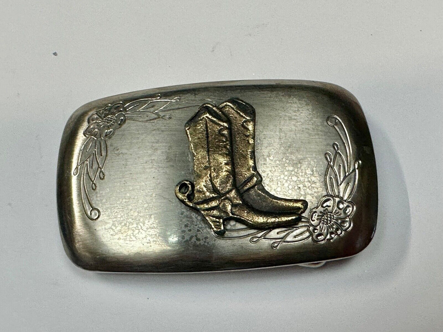 USA made Vintage Cowboy Boots - Western two tone belt buckle