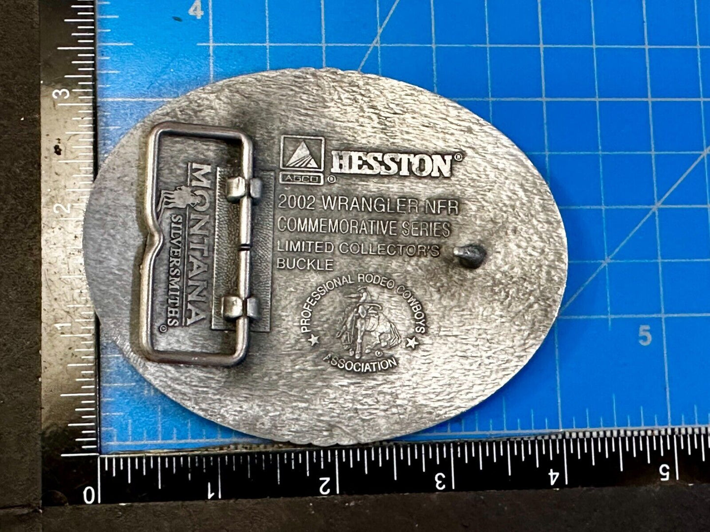 2002 Hesston NFR National Finals Rodeo Wrangler Montana Silversmiths Belt Buckle