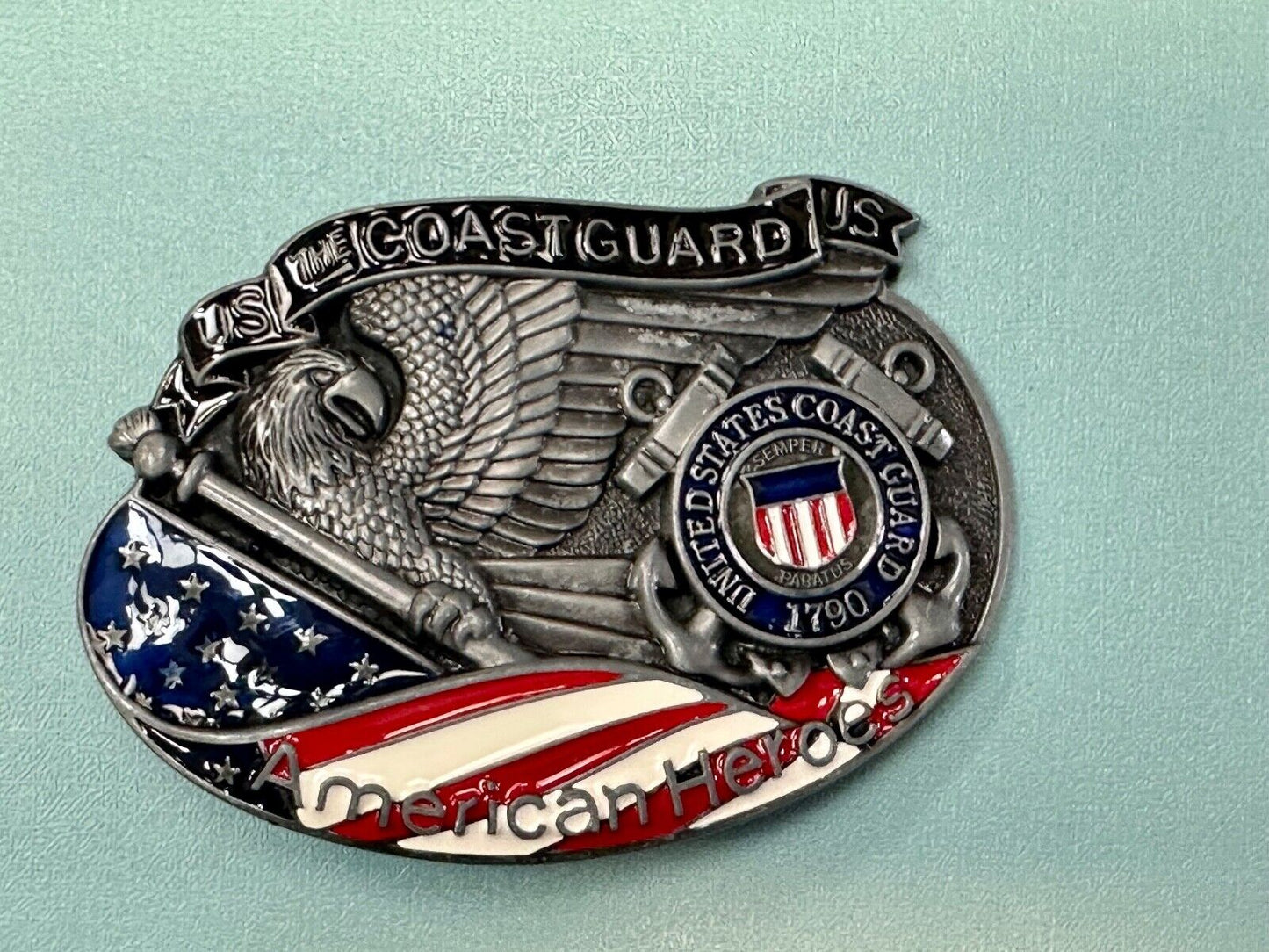 The US Coastguard raised dimensional belt buckle America's Heroes