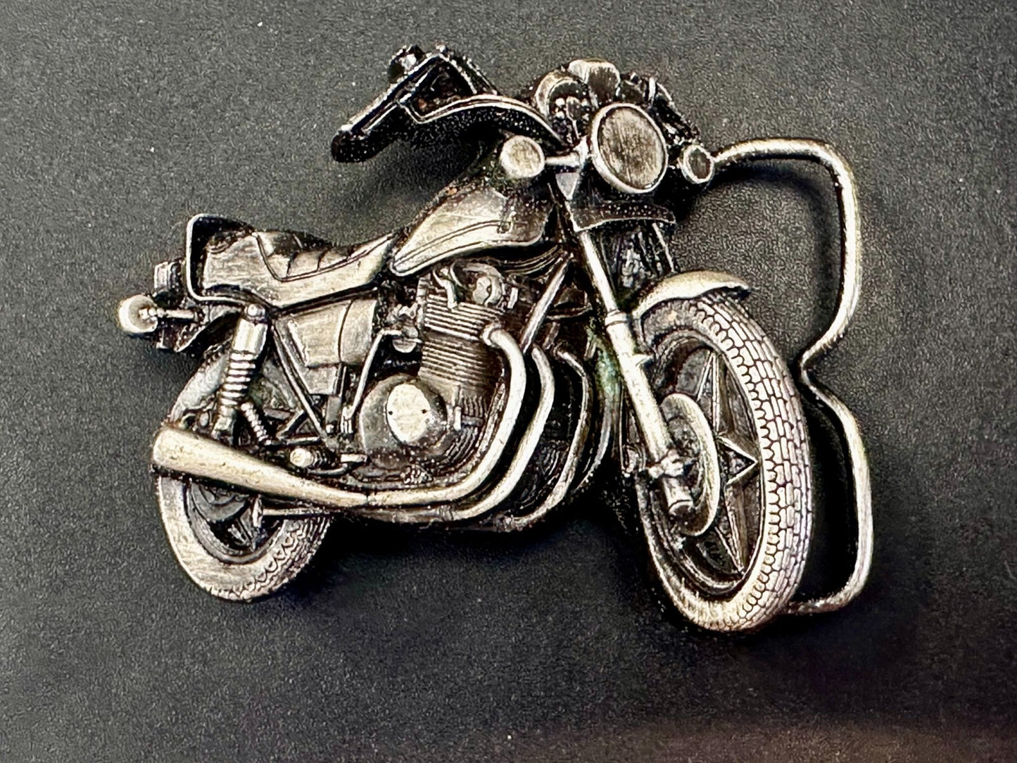 Vintage Chopper Motorcycle Bike Cutout 1979 Biker Rider Bergamot Belt Buckle