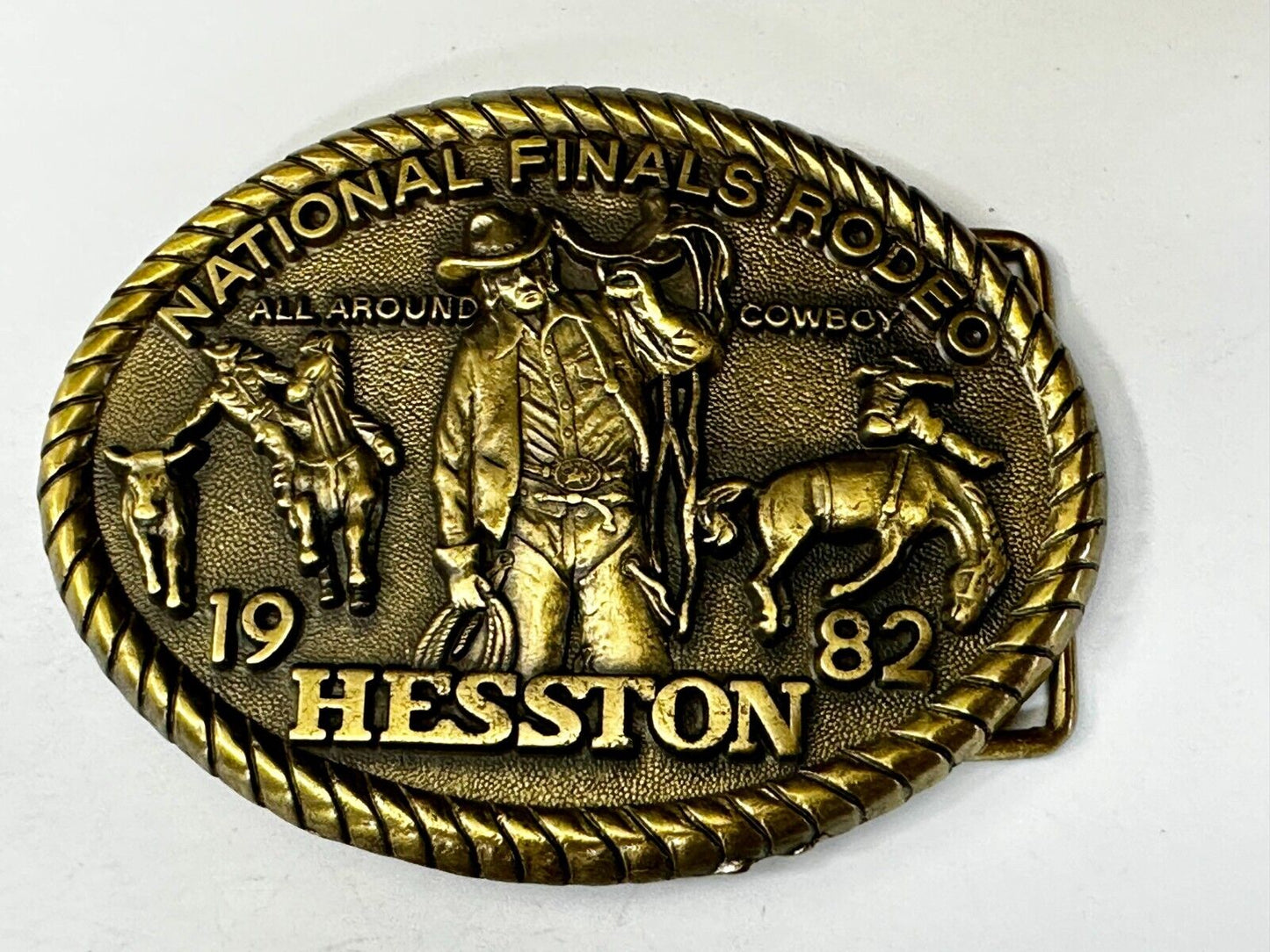 1982 Hesston National Finals Rodeo NFR Rodeo All Around Cowboy Belt Buckle