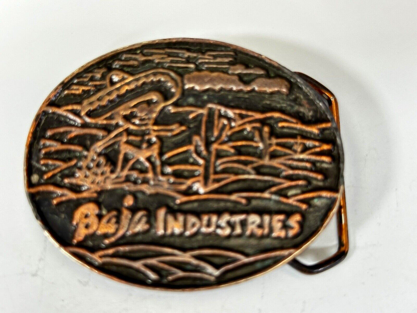 Baja Industries Company Logo? Round metal Belt Buckle