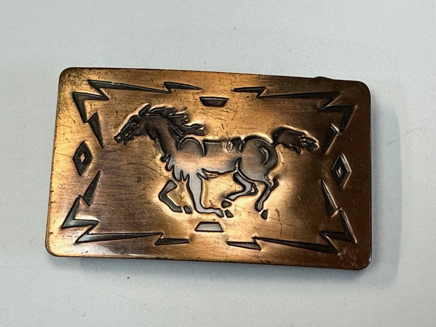 Vintage Chambers Copper Horse Belt Buckle Made in U.S.A. Rare see pictures!