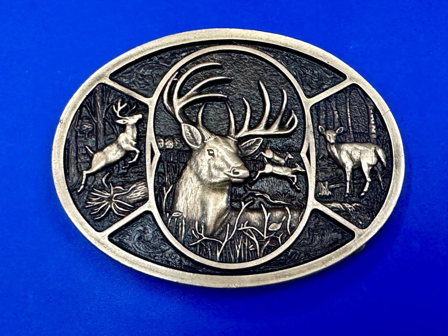 Vintage Deer Buck Doe Heritage Attitude Belt Buckle by Montana Silversmiths