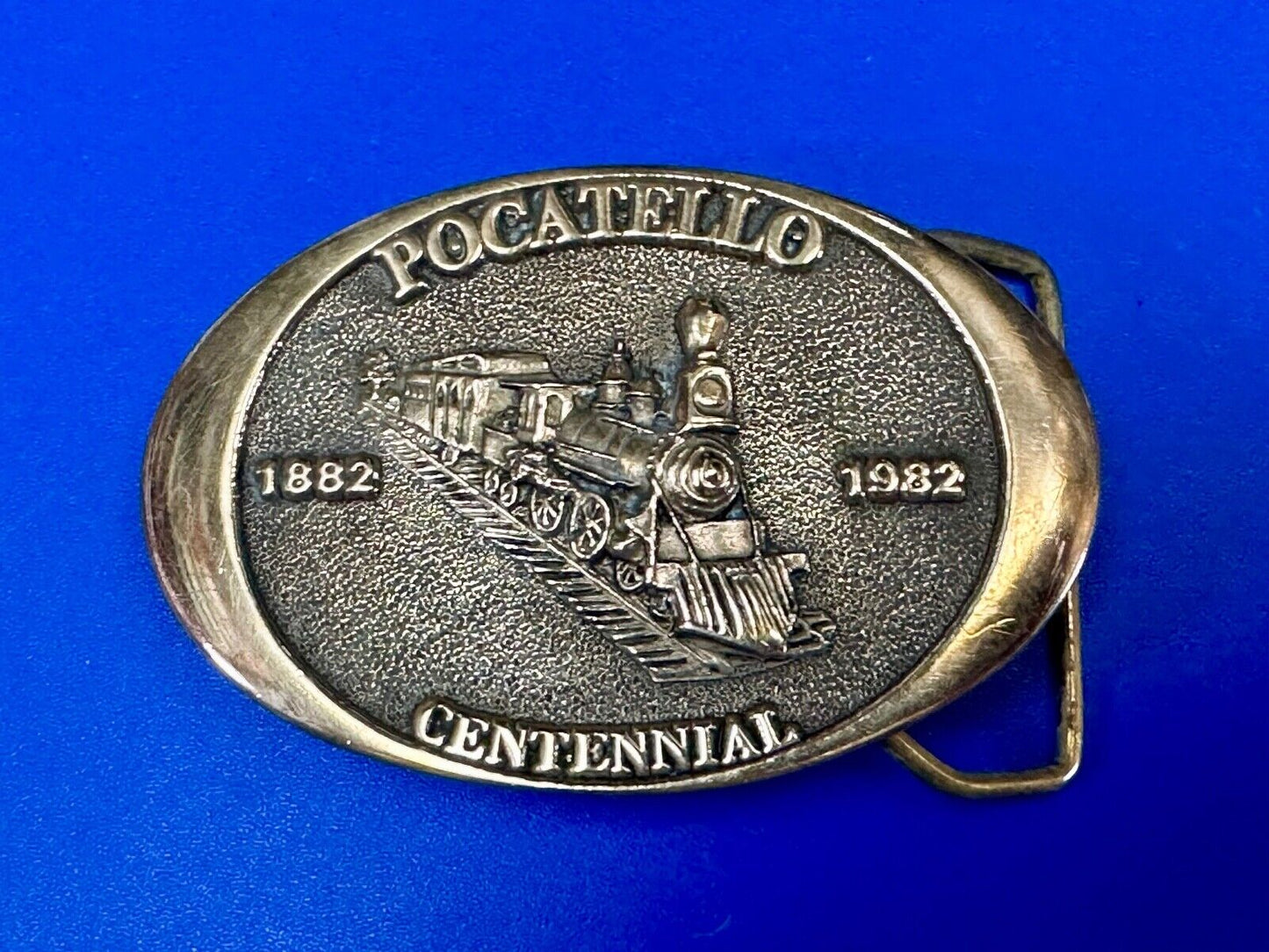 1982 Pocatello Idaho Train Centennial Solid Bronze Western Heritage Belt Buckle
