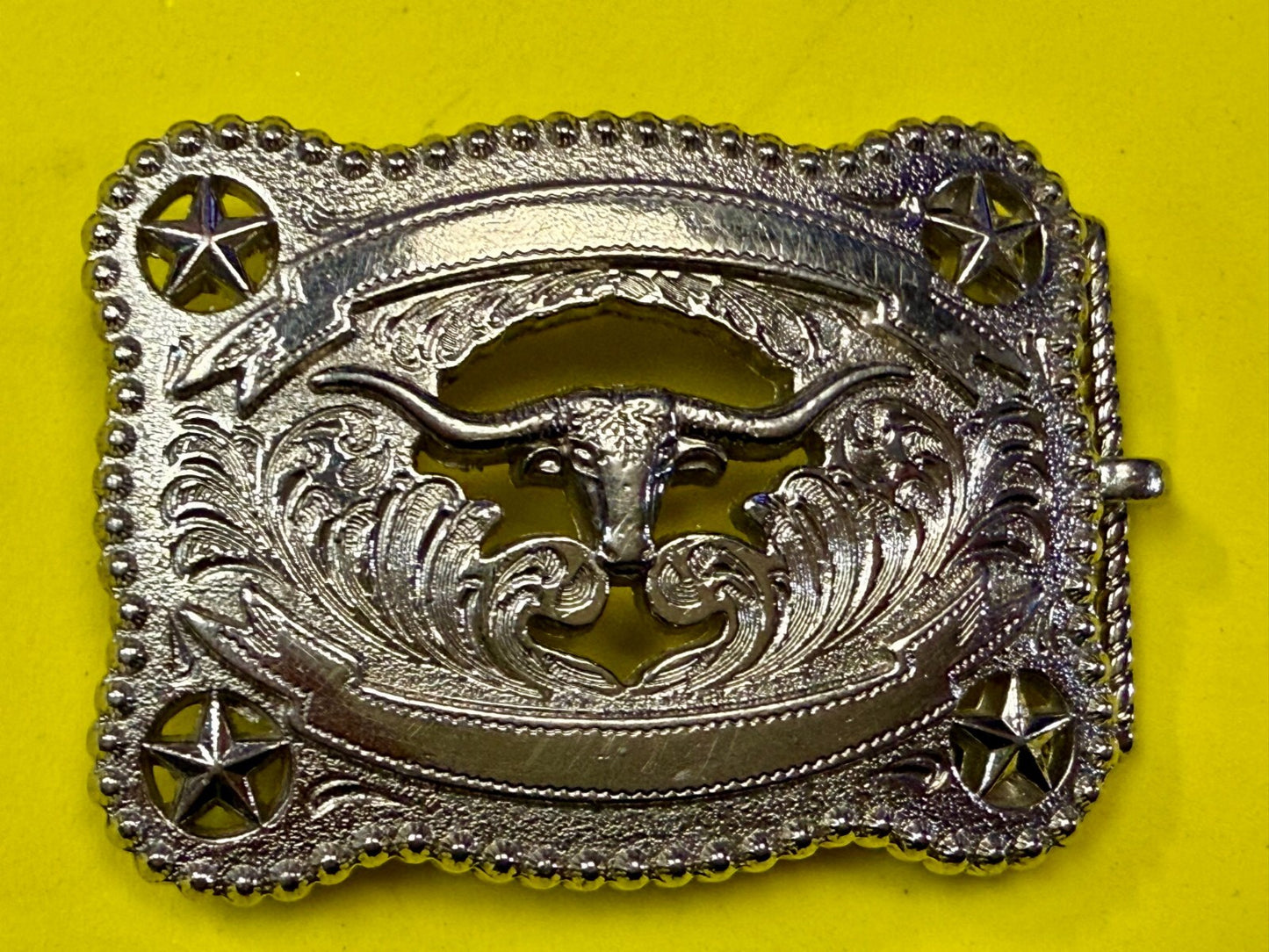 Texas Lonestar Longhorn Cow Bull Head Steer Silver Tone Cowgirls Belt Buckle