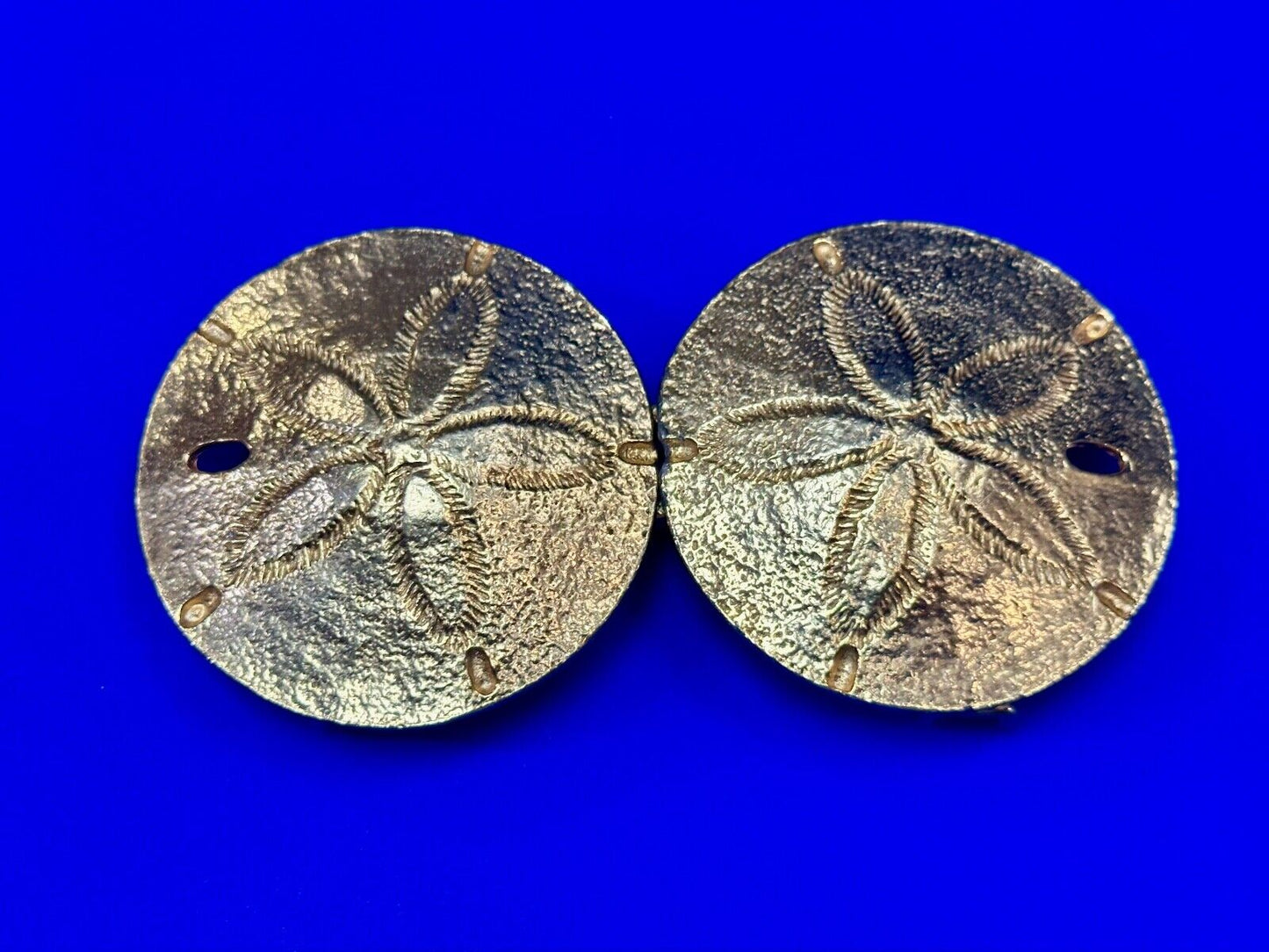 Two piece interconnecting Sand Dollars vintage belt buckle by Mimi Di N