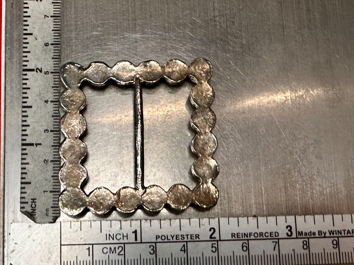 Vintage Faux Pearls Rectangular Gold Tone Plastic Belt Scarf Clip Slide Buckle