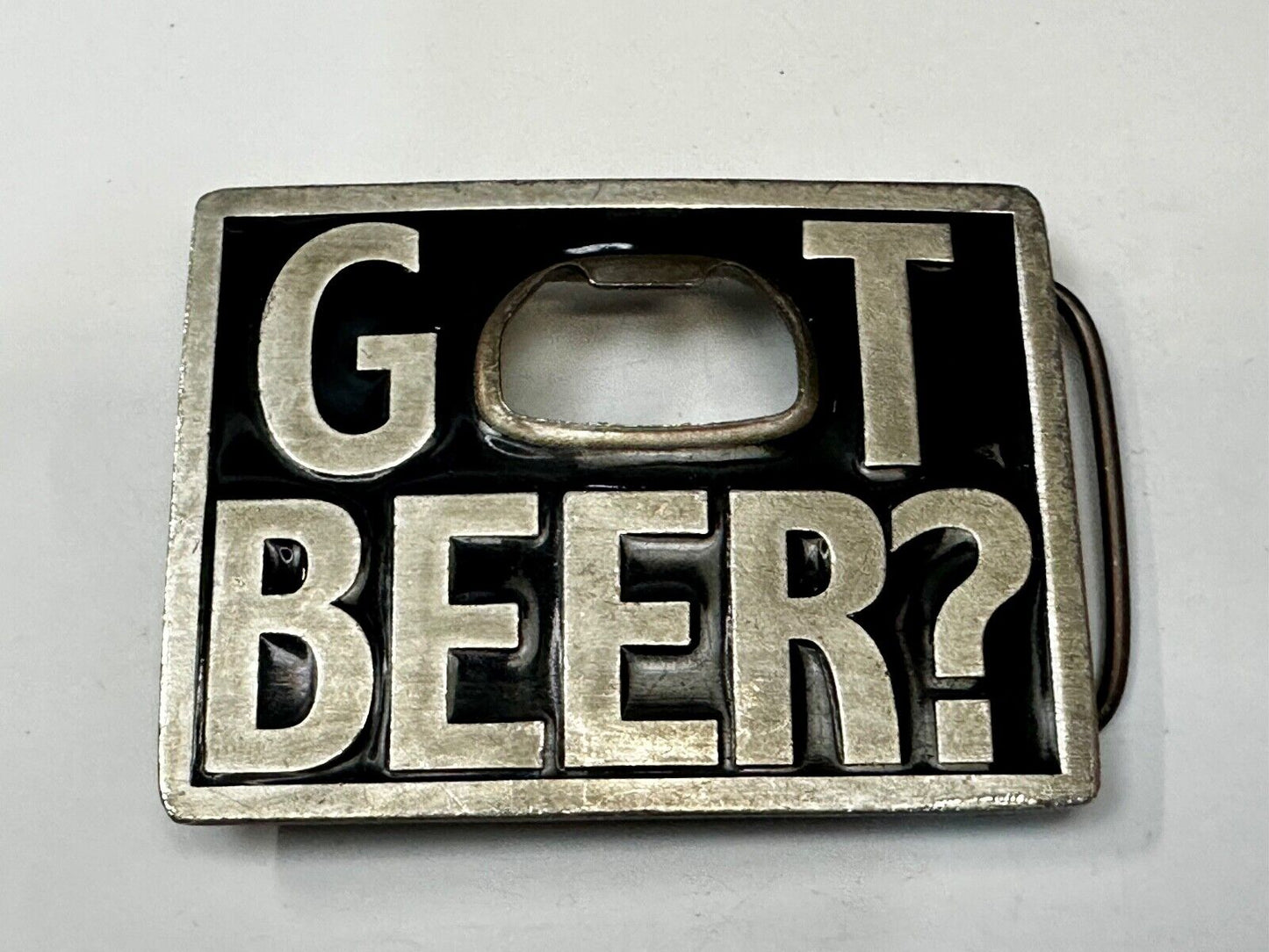Vintage 1999 Bergamot "Got Beer?" Bottle Opener Belt Pewter Buckle Made in USA