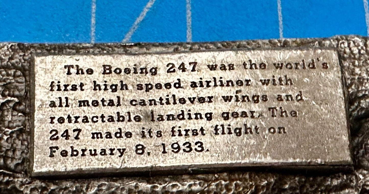 The Boeing 247D High Speed Aircraft Vintage 1986 Belt Buckle by Siskiyou