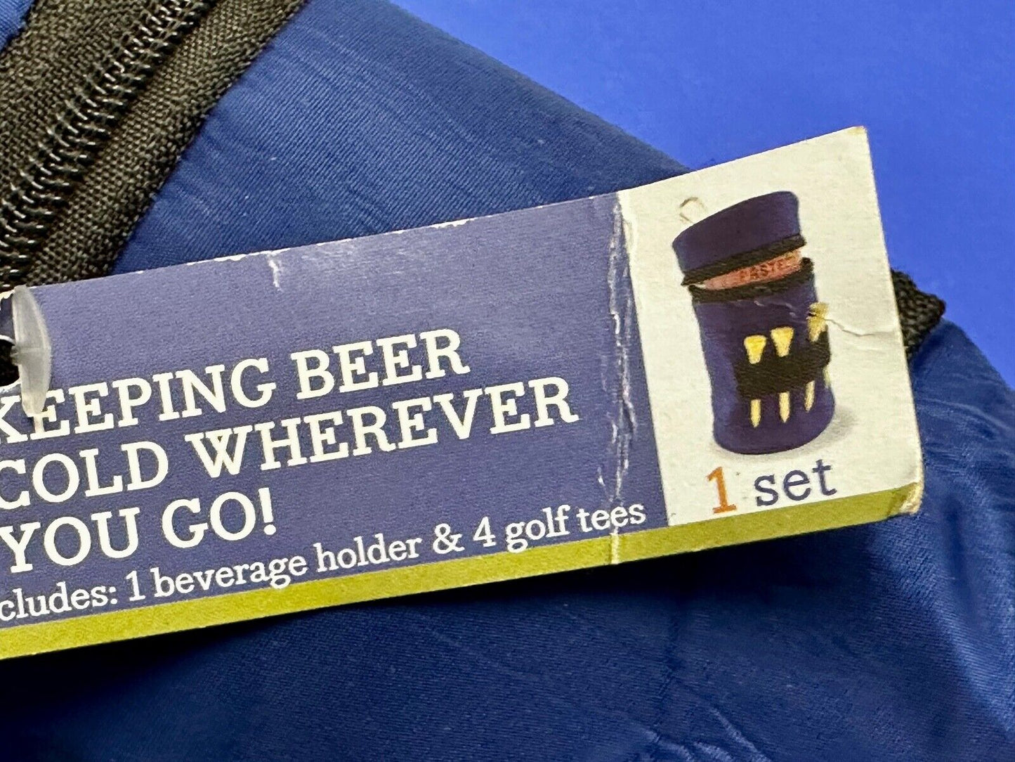 Beer Cooler Insulator & Golf Tee's for Game Course Keychain Key Ring Chain