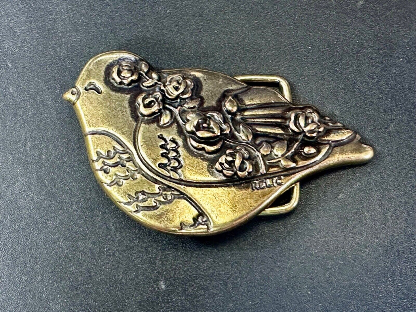 Bird Dove Shaped Cutout Figure Brass Tone Belt Buckle by Relic