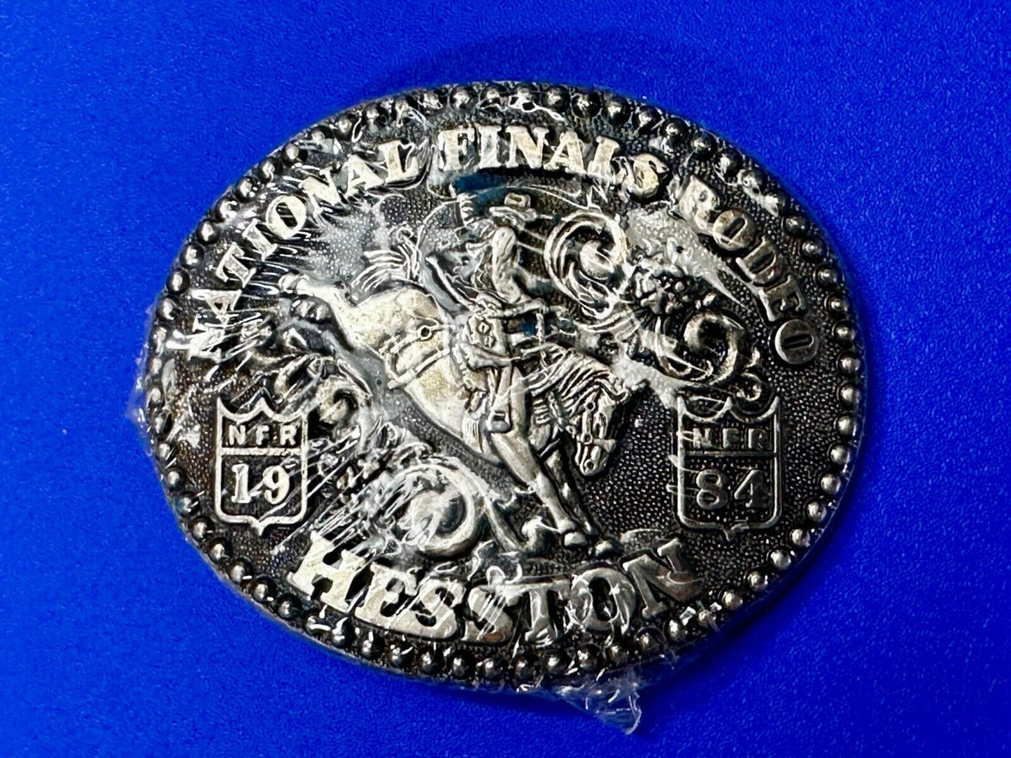 1984 Hesston National Finals Rodeo NFR Cowboys Youth Size NOS Belt Buckle