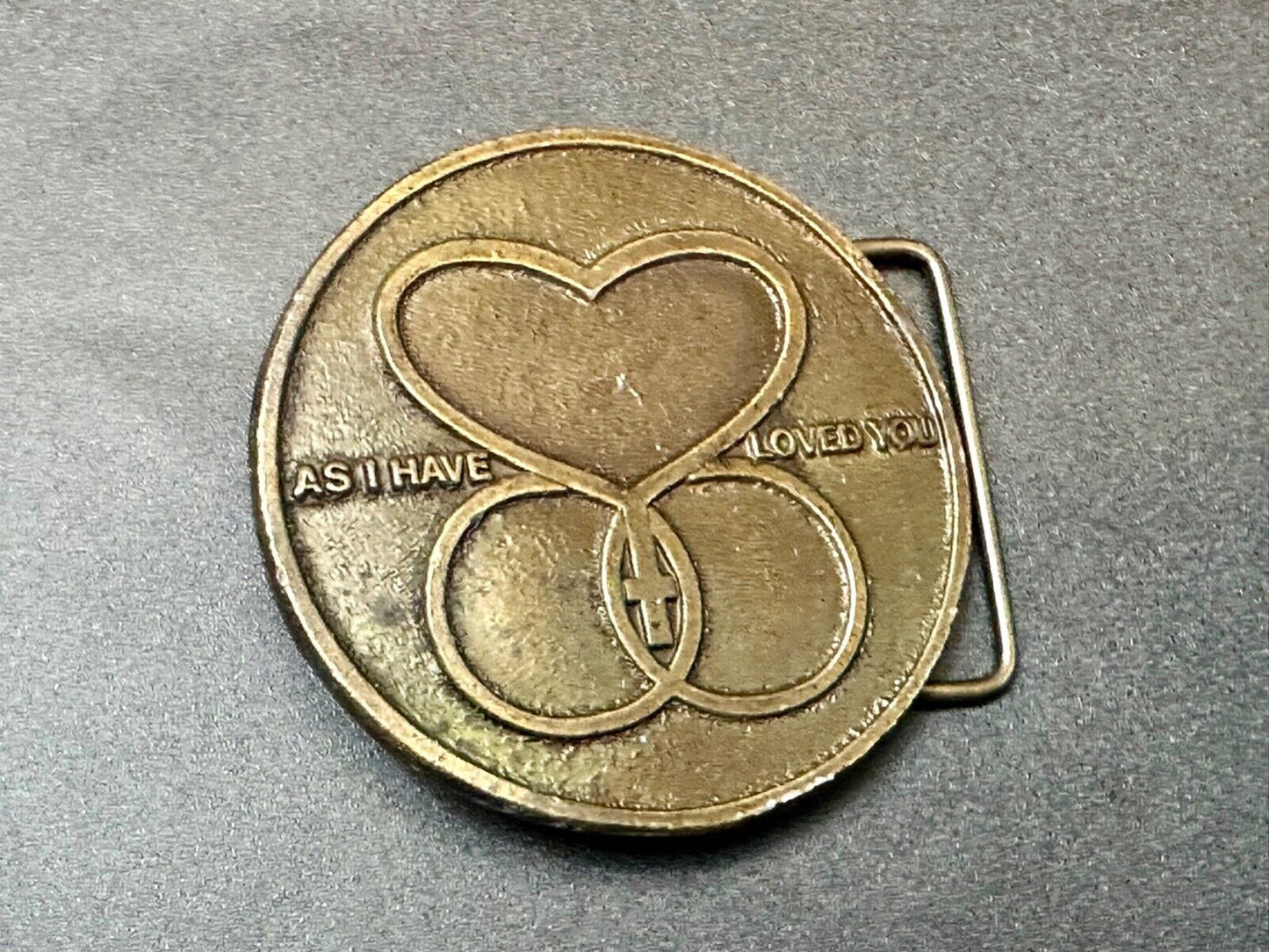 AS I HAVE LOVED YOU Round heart star of David belt buckle