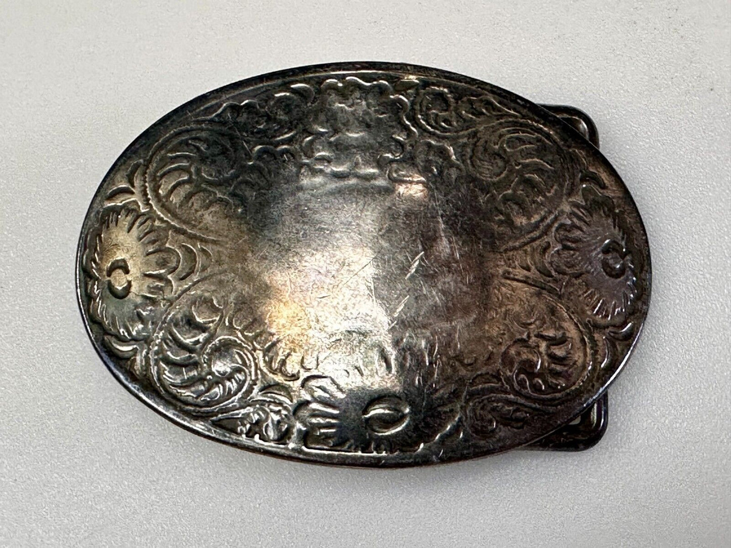 Vintage 3" wide western flower swirl design belt buckle