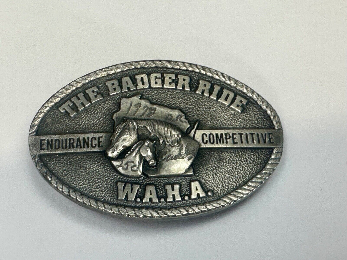 The Badger Ride WAHA Endurance Completive WI Arabian Horse Assn 77 belt buckle