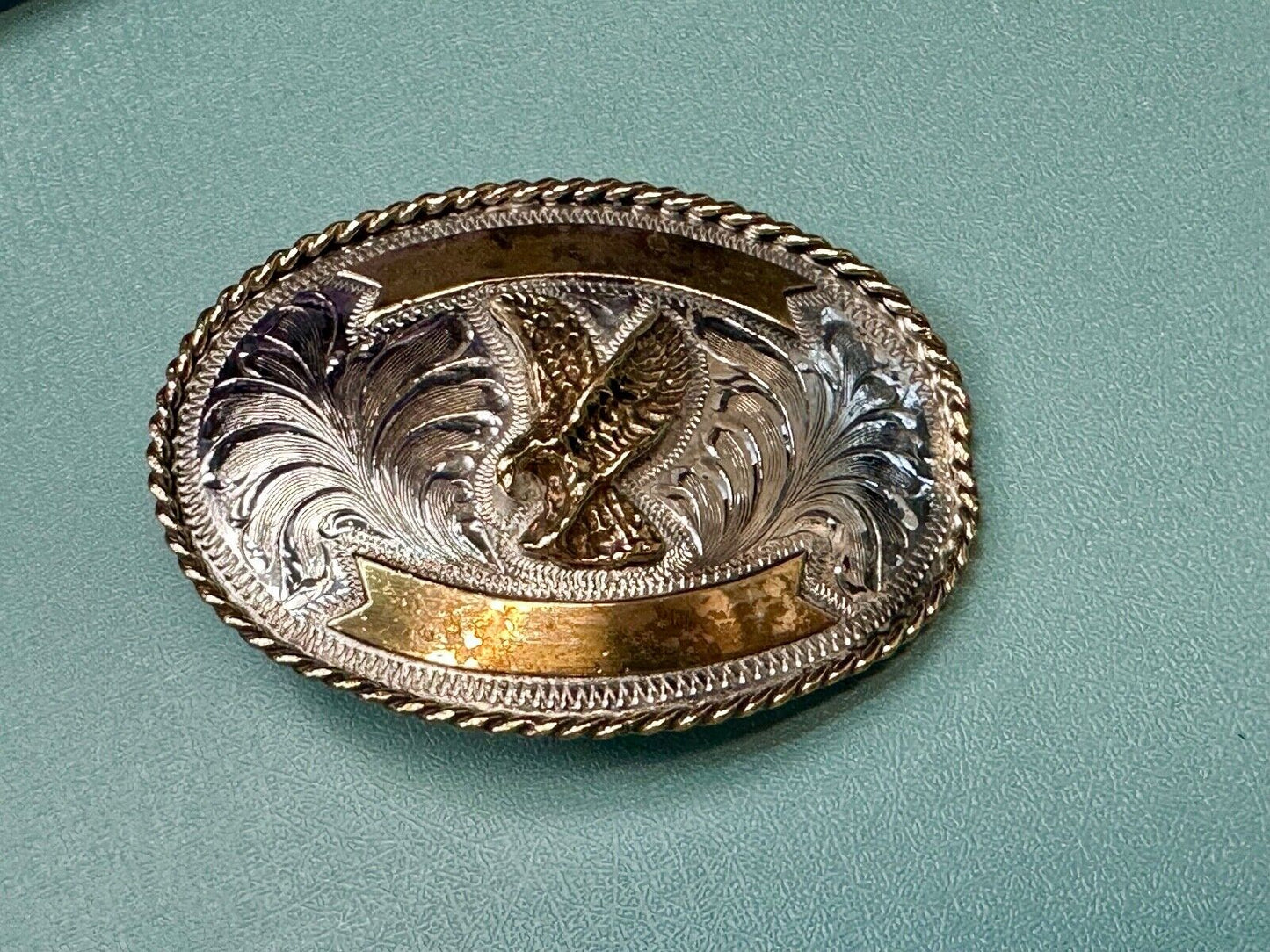 Beautiful Hunting Flying Diving Majestic Eagle on western two tone belt buckle