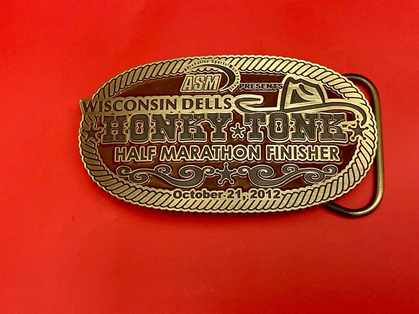 ASM Wisconsin dells Honky Tonk half marathon - finishers trophy belt buckle