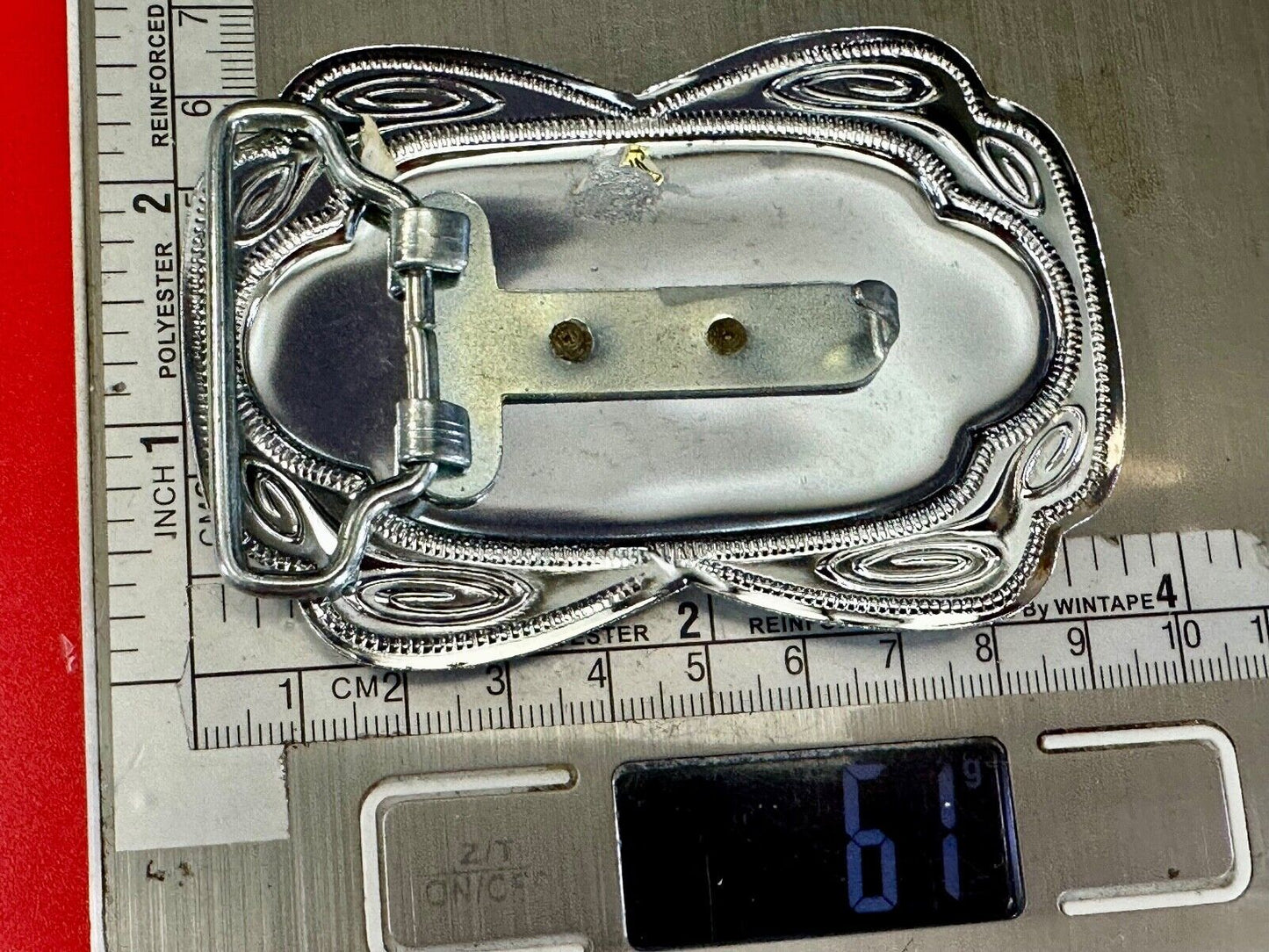 Beautiful NOS Horse head / lucky horseshoe - two tone reflective belt buckle