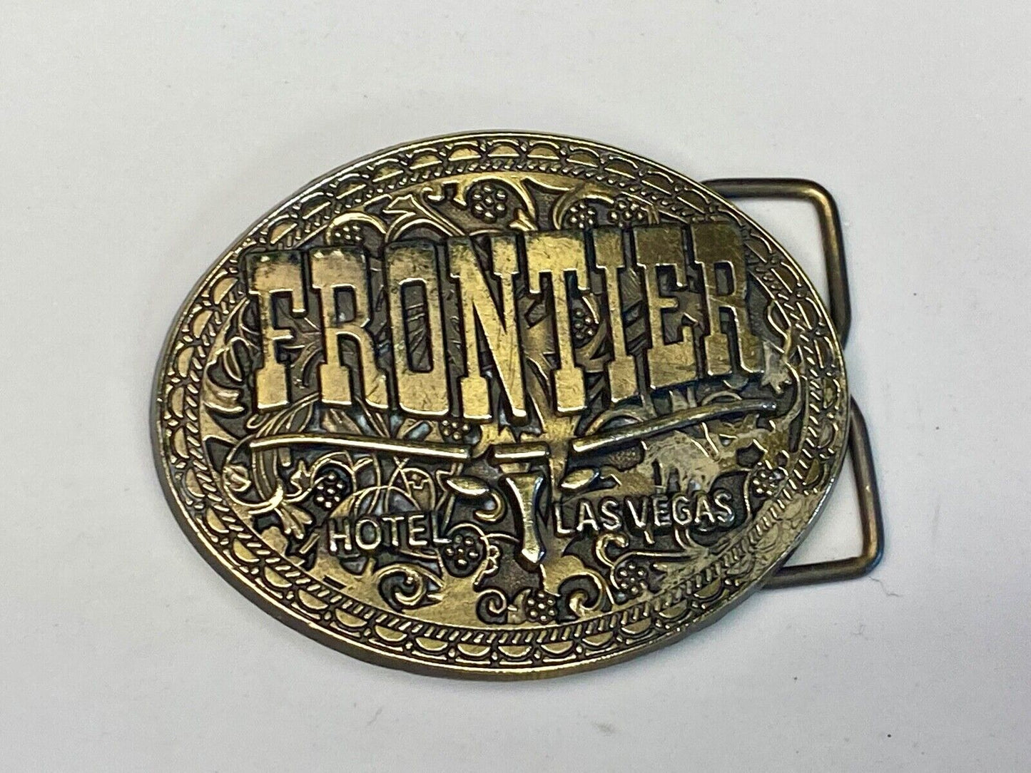 Vintage 80'S Las Vegas "Frontier" Hotel / Casino Western Promotional Belt Buckle