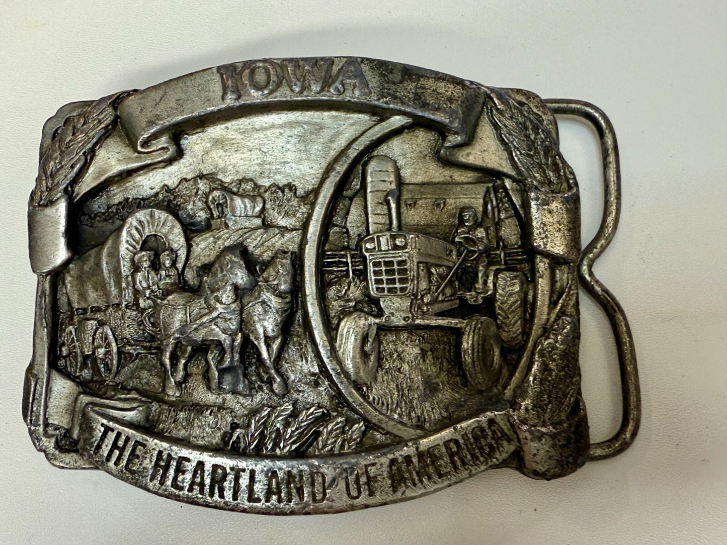 The Great State of Iowa The Heartland of America Vintage Siskiyou Belt Buckle