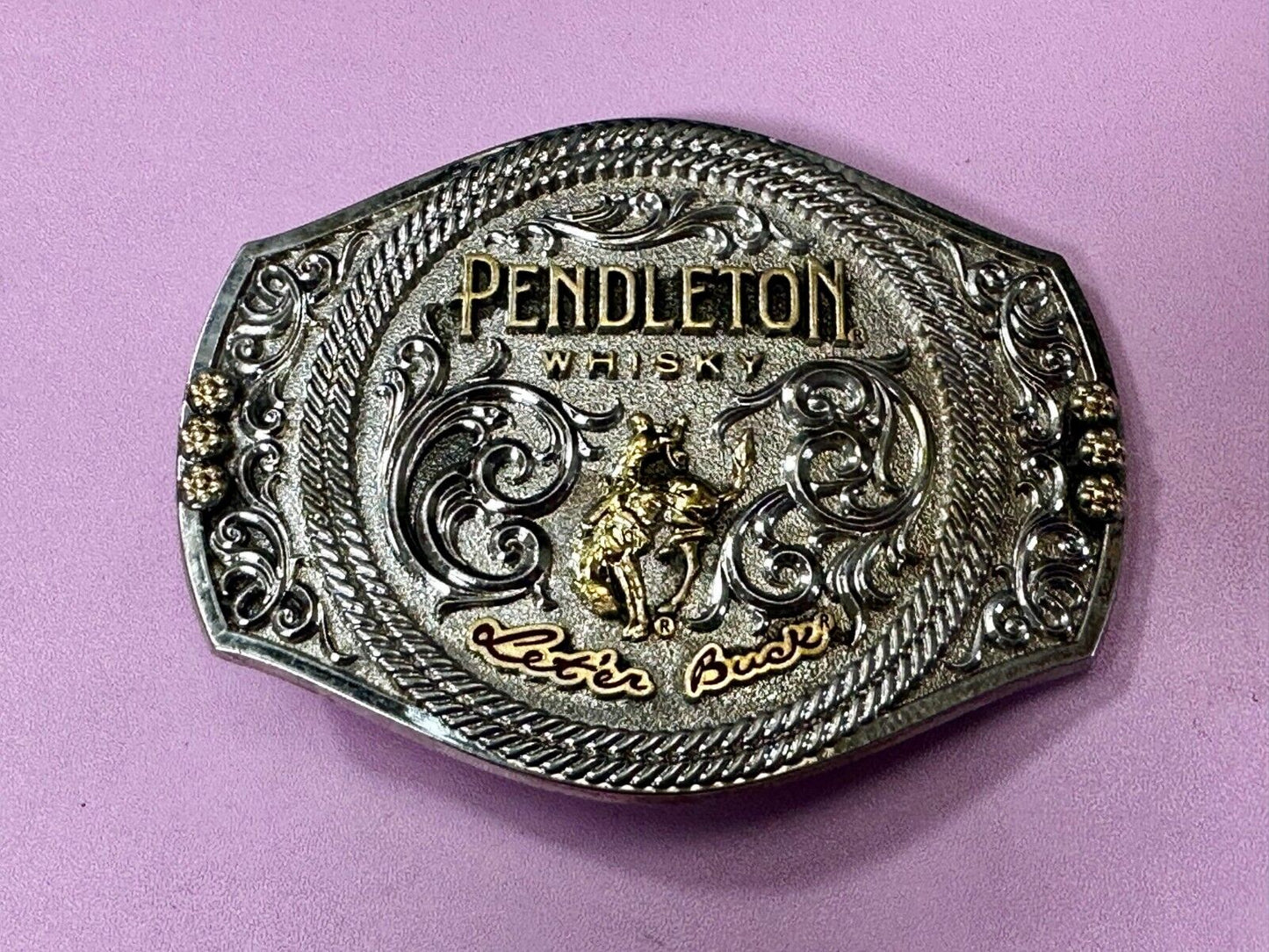 2021 Pendleton whiskey Let'er Buck Rodeo Cowboy Montana Silversmiths Belt Buckle