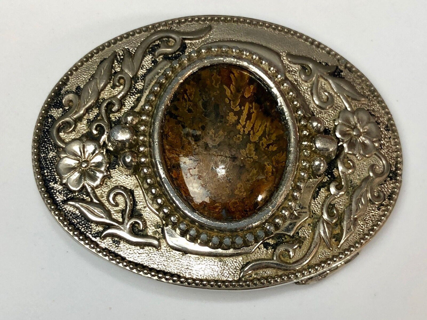 Beautiful Western Flower Swirl centerpiece Silver Tone Dress Belt Buckle