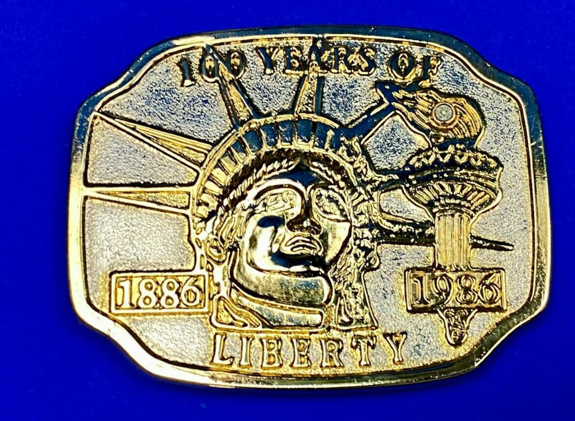 1886-1986 100 Years Of Liberty Statue Of Lady Liberty Belt Buckle Patriotic Nyc