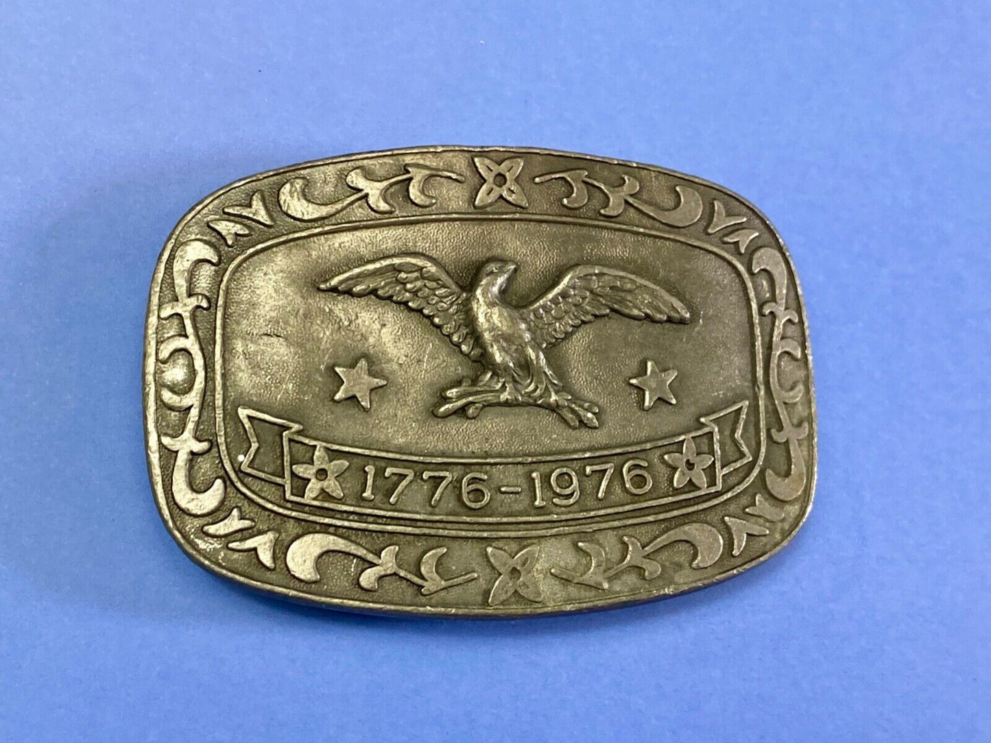 Bicentennial Celebration Patriotic repaired belt buckle by Celebrity