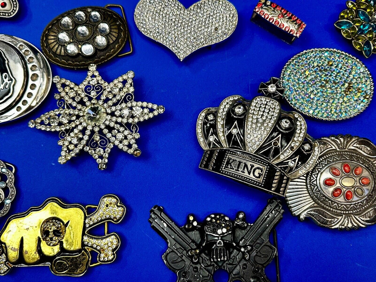 21 Bulk Lot Junk Drawer Grab Bag of REPAIR Belt Buckle - Missing Rhinestone's