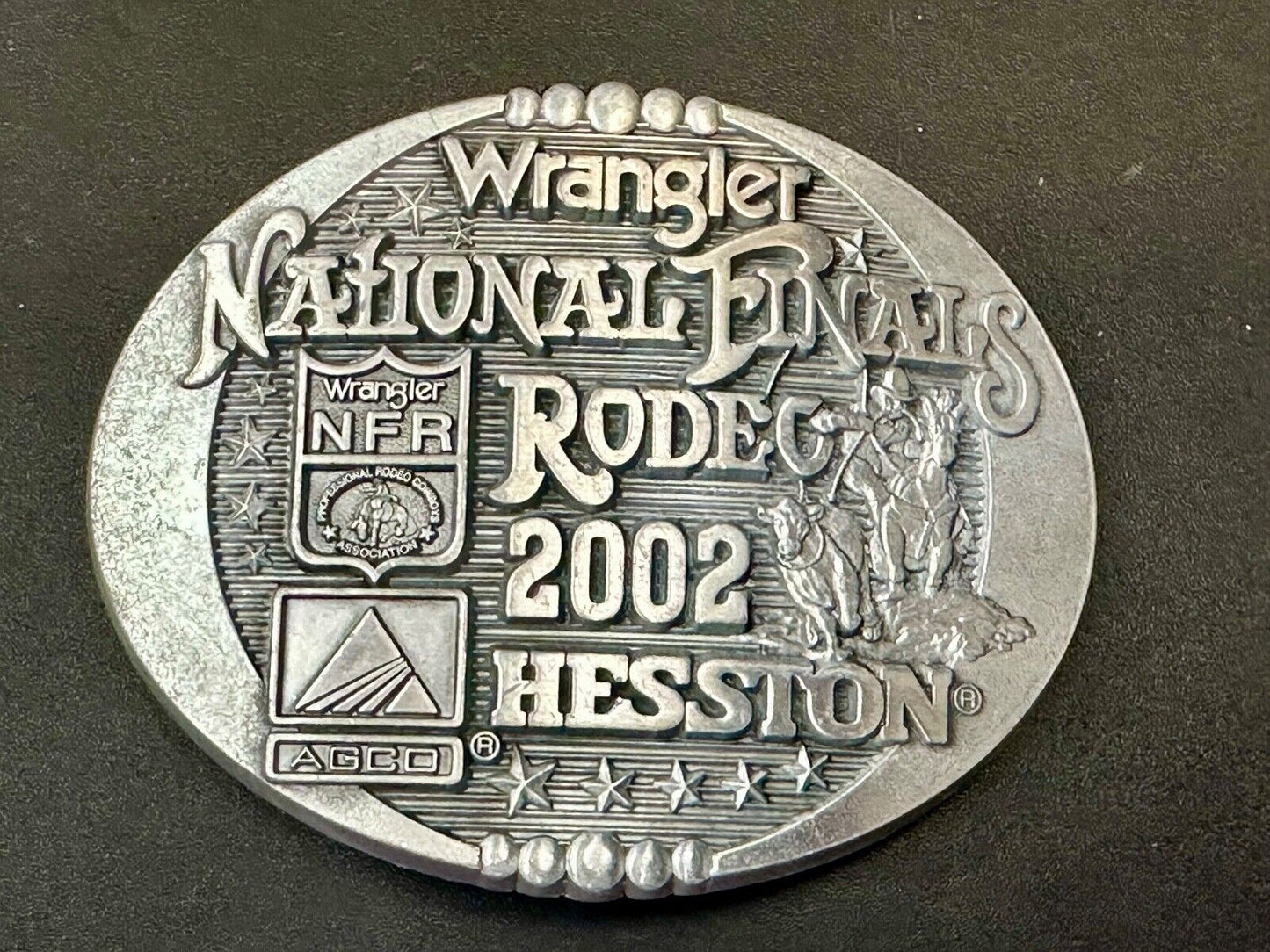 2002 Wrangler Hesston National Finals Rodeo NFR Montana Silversmiths Belt Buckle