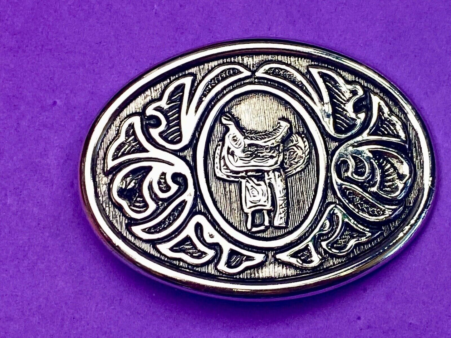 Vintage 1970's Horse Saddle Western & Cowboy Fashion Belt Buckle