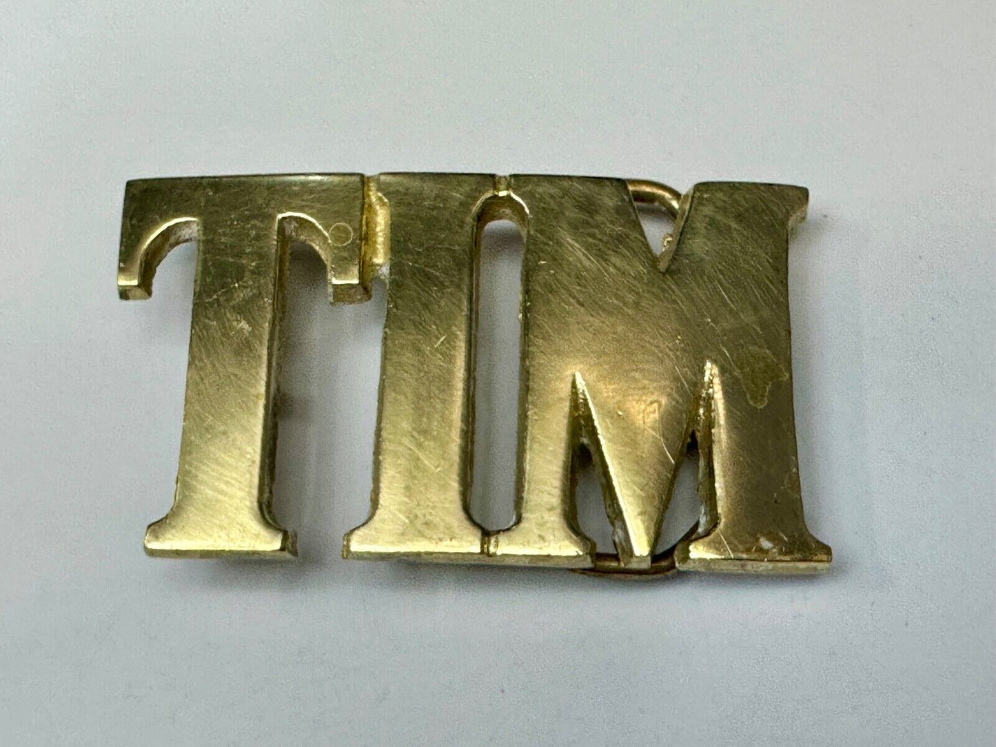 TIM Custom Name in cutout block letters solid brass belt buckle - Taiwan ROC