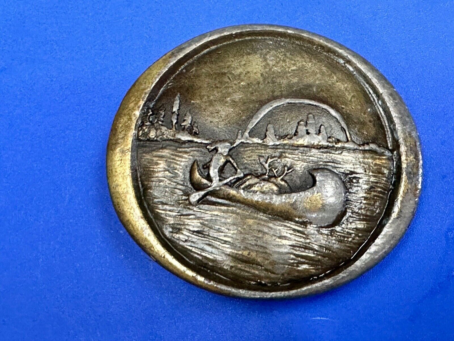 Vintage 1976 Native American Indian, Indiana Metal Craft belt buckle W-99