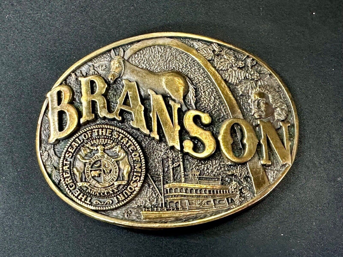 The Great Seal of the State of Missouri Branson Brass Commemorative Belt Buckle