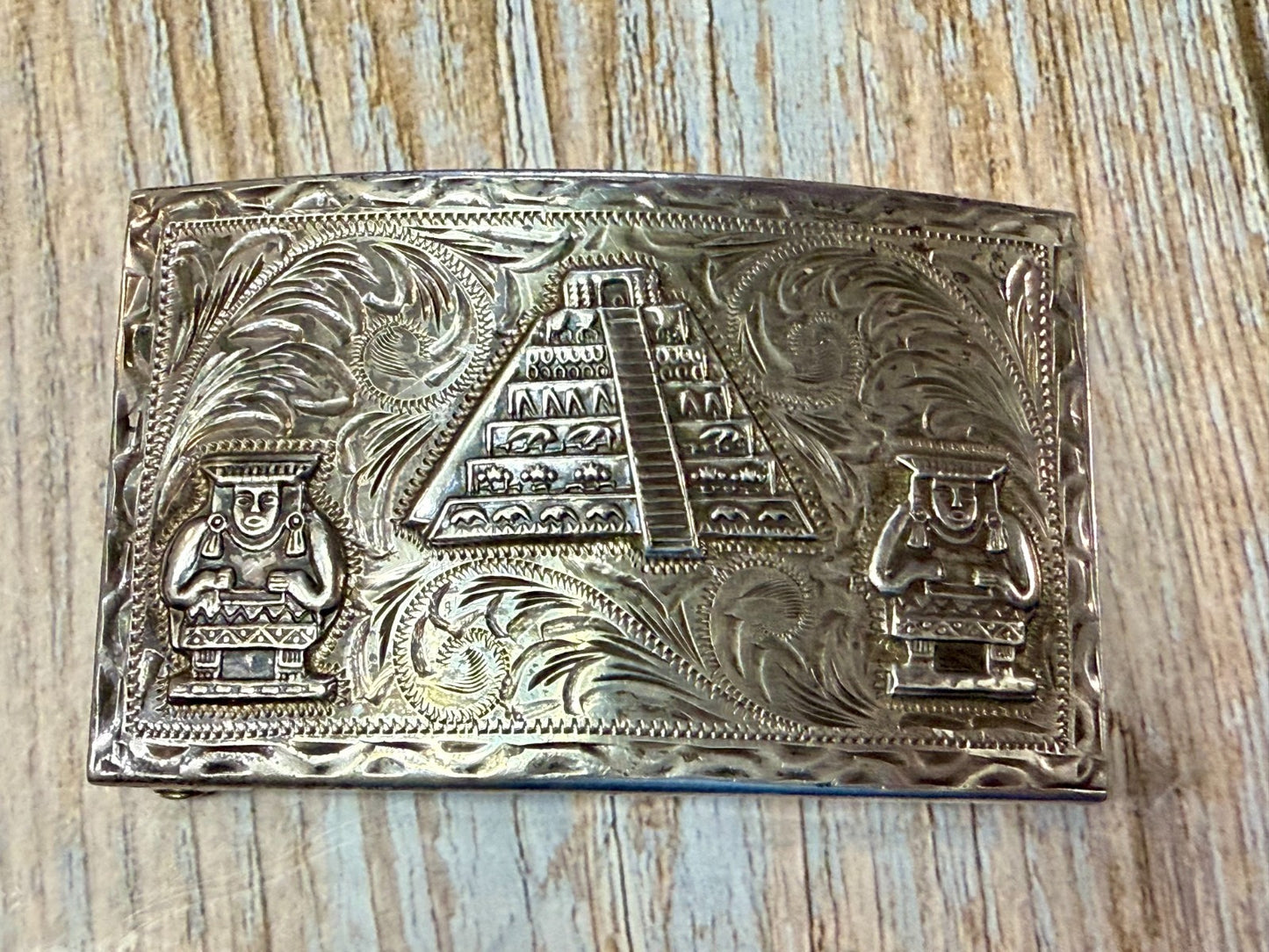 Aztec Mayan Pyramid 925 Silver Belt Buckle Artesani Plata De Jalisco Mexico