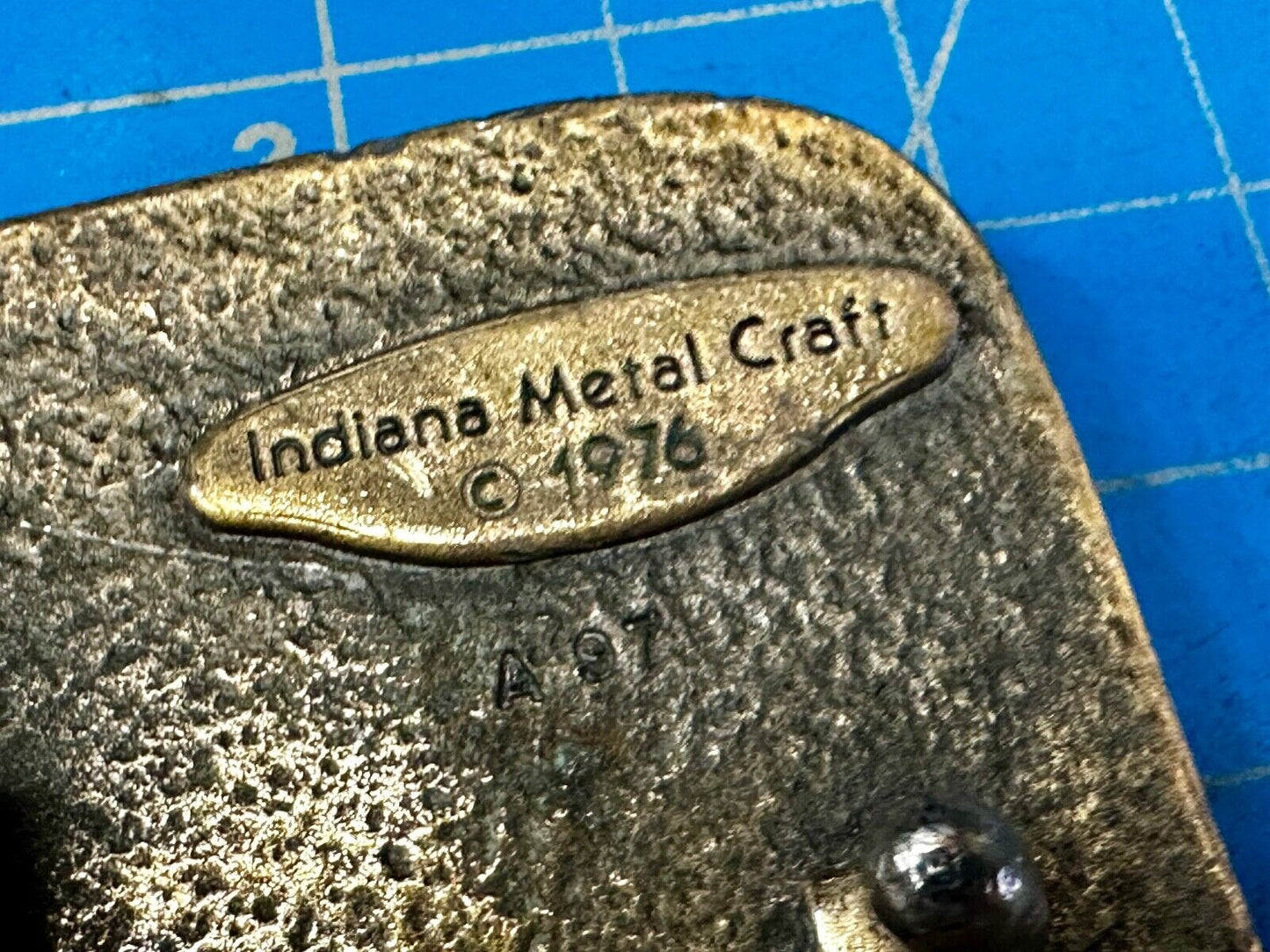 Bass Sport Fishing Vintage 1976 Indiana Metal Craft Belt Buckle
