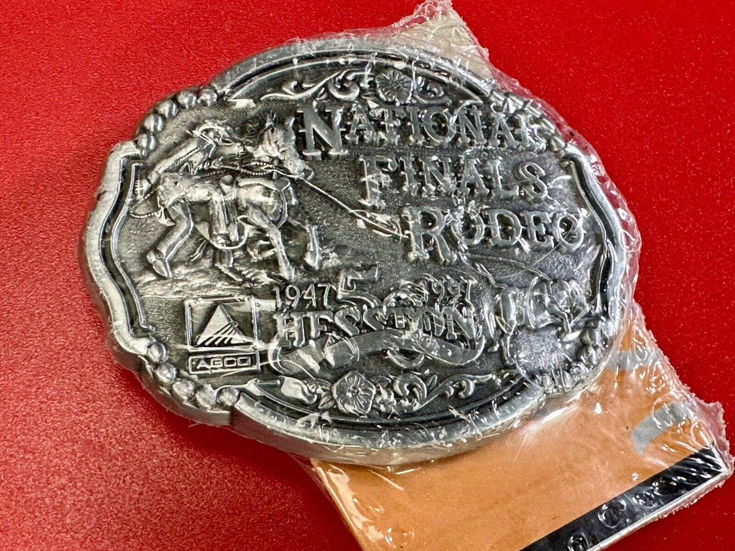 1997 Youth Sized Hesston National Finals Rodeo Bull Riding Cowboys belt buckle