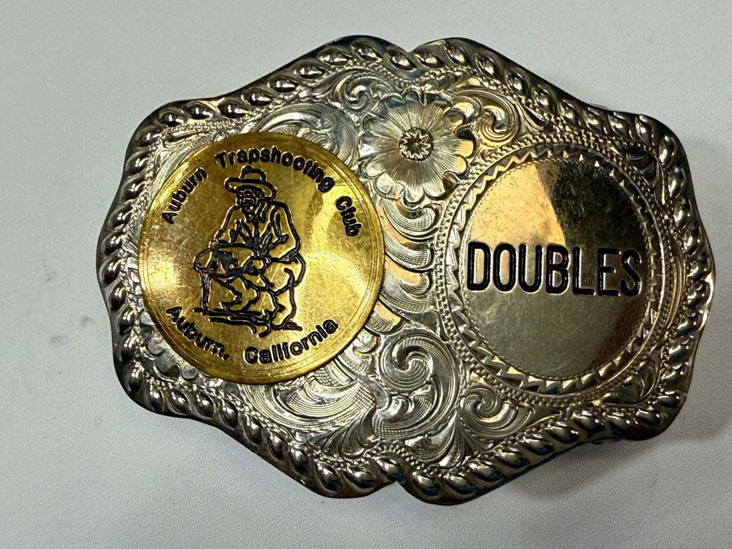 Auburn Trapshooting Auburn California Doubles Trophy Champion Awards Belt Buckle