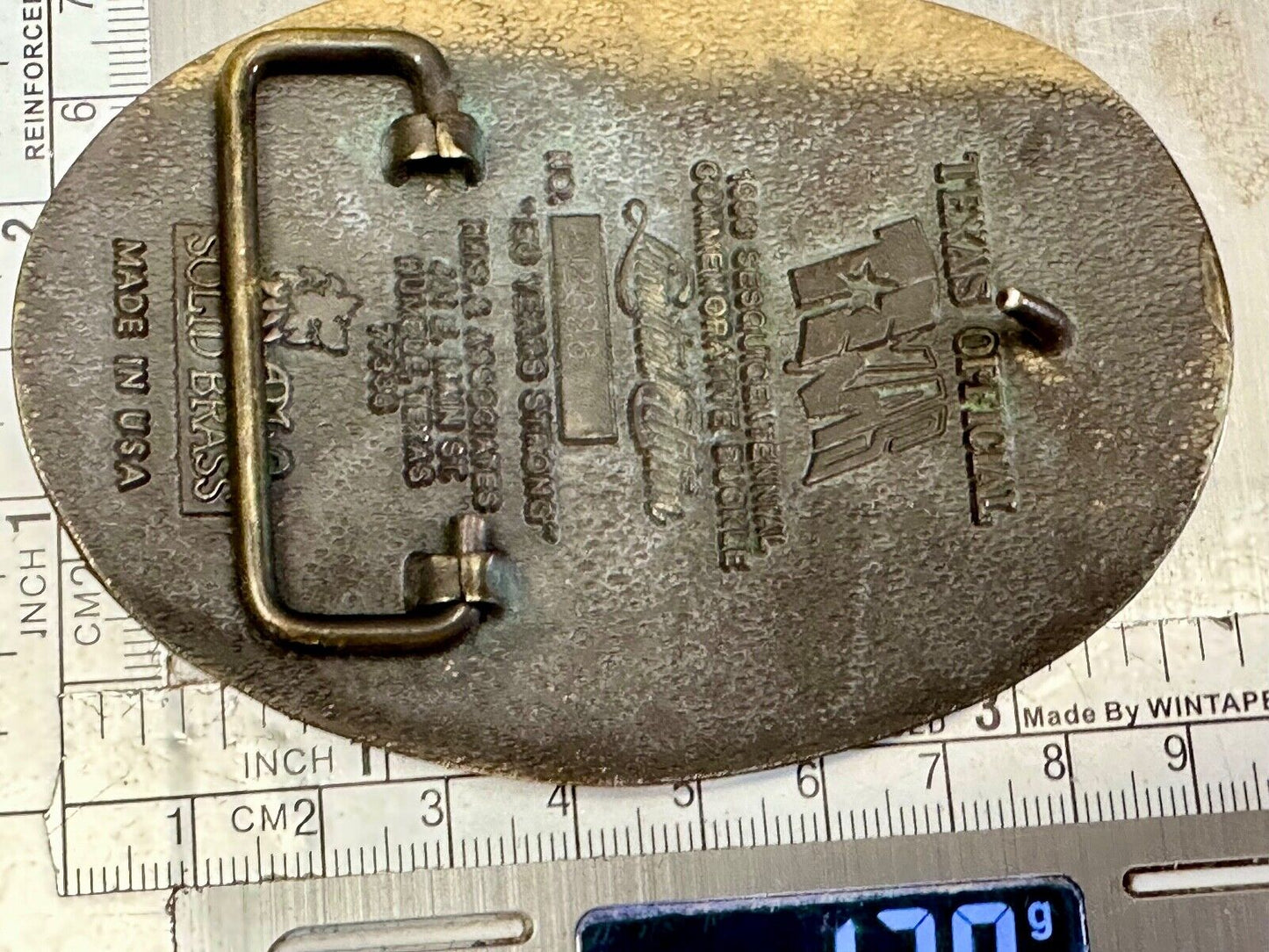 Texas Sesquicentennial 150 year celebration solid brass ADM belt buckle