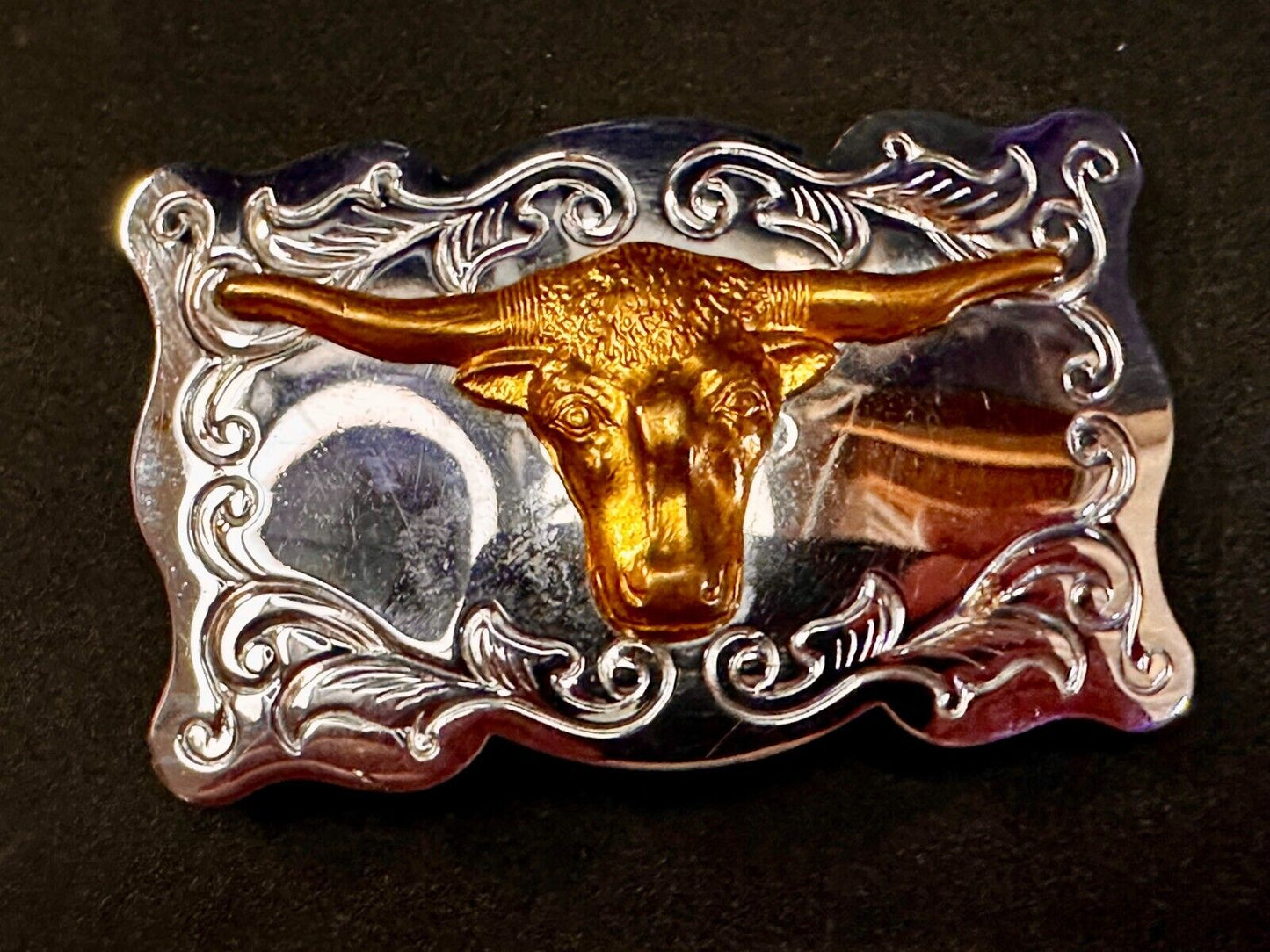 Texas Longhorn Cow Head Steer Western Cowboys Vintage Chambers Belt Buckle