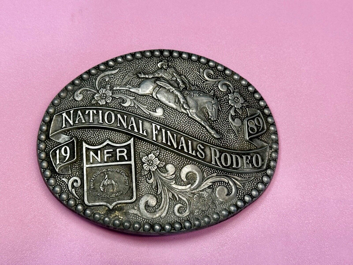 1989 NFR NATIONAL FINALS RODEO COWBOY BELT BUCKLE LAS VEGAS