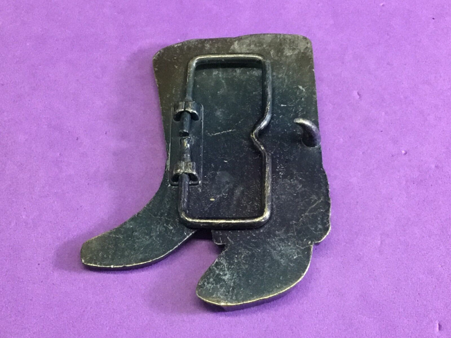 Vintage 3" Tall Cowpoke ( Cowboy/Cowgirl) Boots Brass Belt Buckle Complete NICE