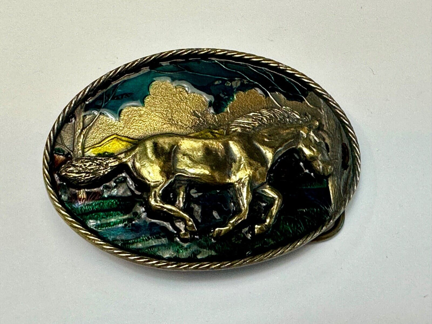 Vintage 1980 running mustang horse - The Great American belt buckle Co