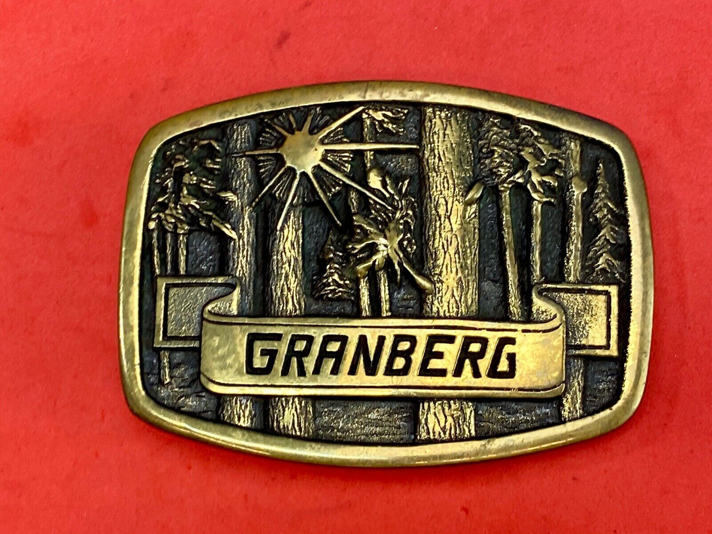 Vintage BTS GRANBERGs Industries solid brass promotional belt buckle