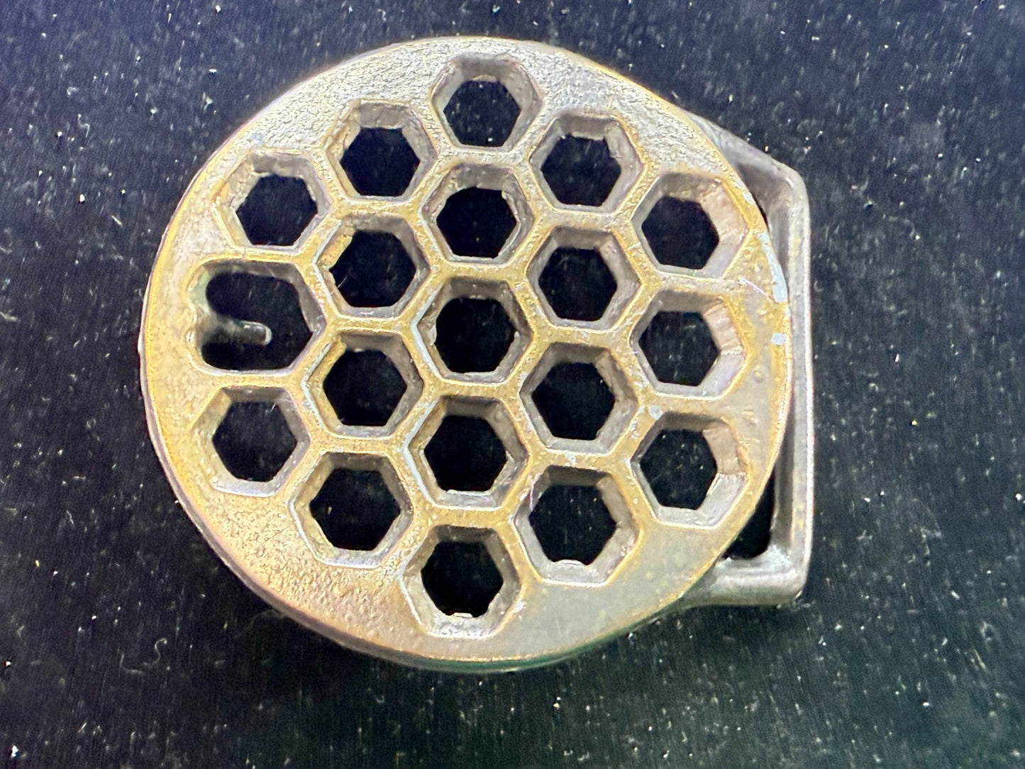 Artisan Welder Metalwork Abstract Honeycomb Open Work Vintage Belt Buckle