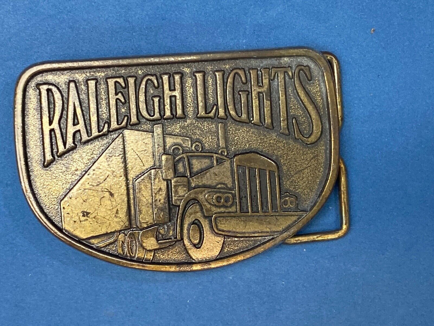 Vintage 80'S? Raleigh Lights Belt Buckle Cigarette Advertising Trucker
